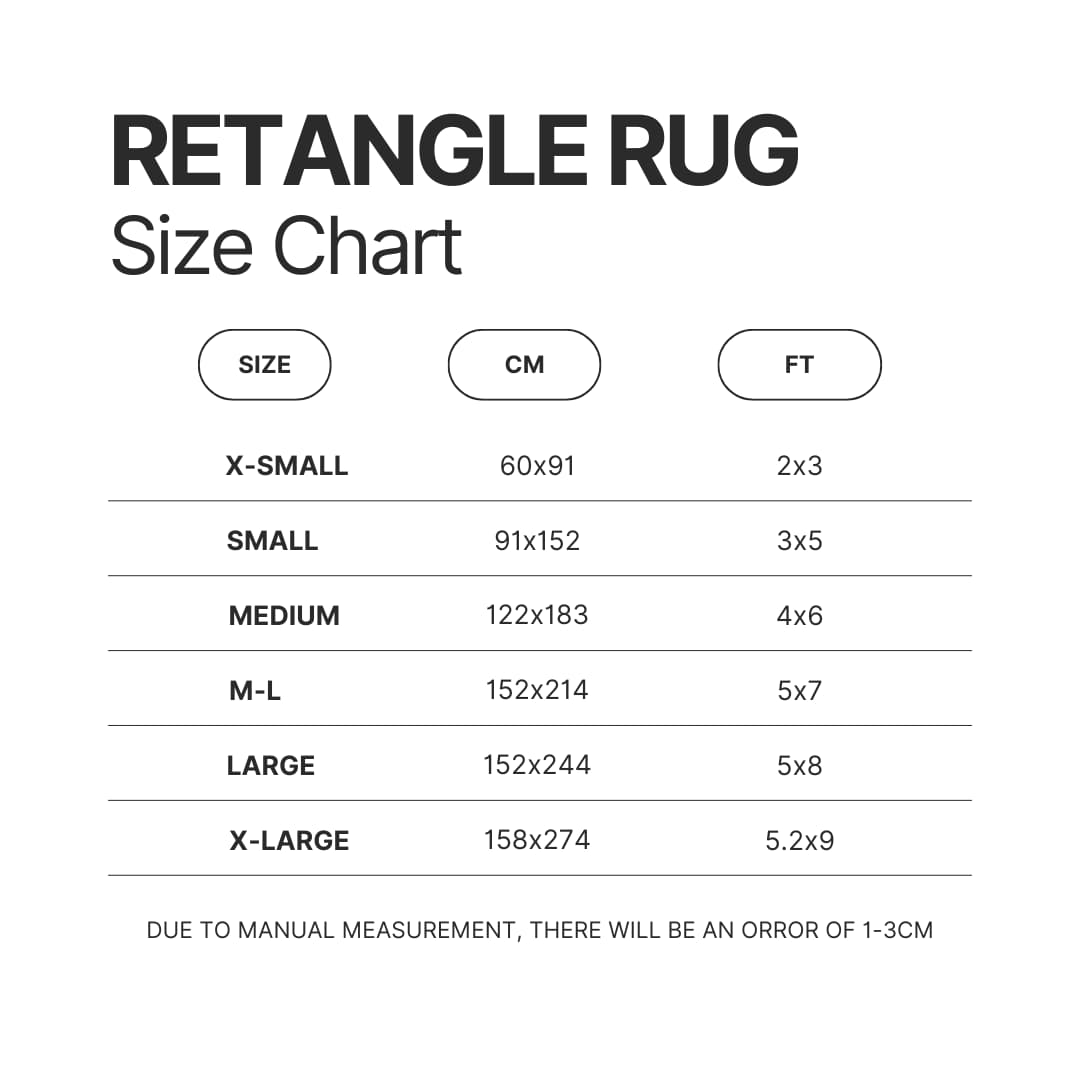 Retangle Rug Size Chart - Half Life Shop